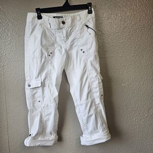 APT.9 Womens White Cargo Capri Pants Sz 4 Utility Cropped Y2K Gorpcore F158